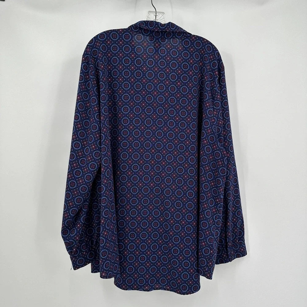 Catherines Womens Boho Medallion Tunic Top Size 3X Modest Button Stretch Office‎